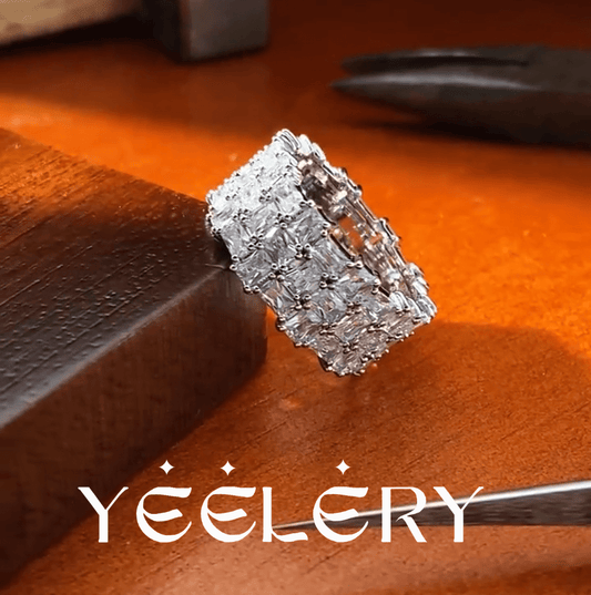 Iced Out Baguette Cut 6A Zirconia Sterling Silver Yeelery Custom Ring
