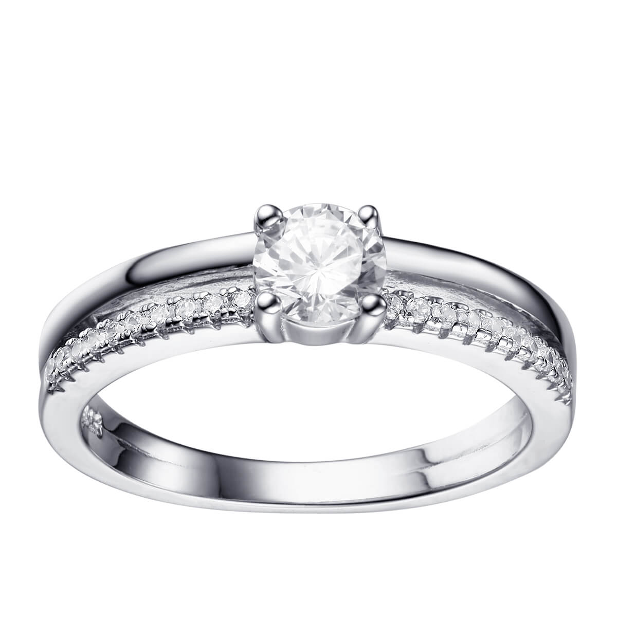 Yeelery Forever Love Promise 18K White Gold Plated Glittering Zirconia Round Engagement Ring