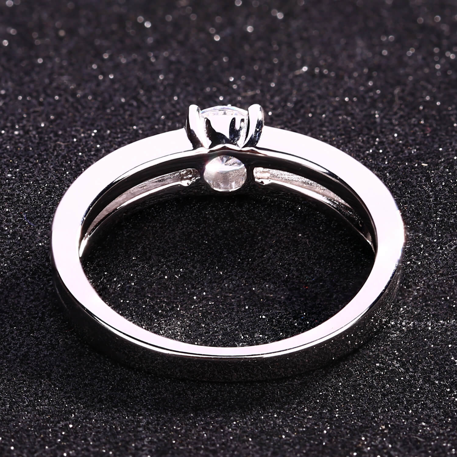 Yeelery Forever Love Promise 18K White Gold Plated Glittering Zirconia Round Engagement Ring