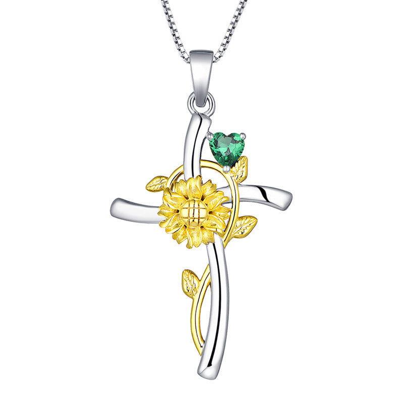 Cross Birthstone Necklace