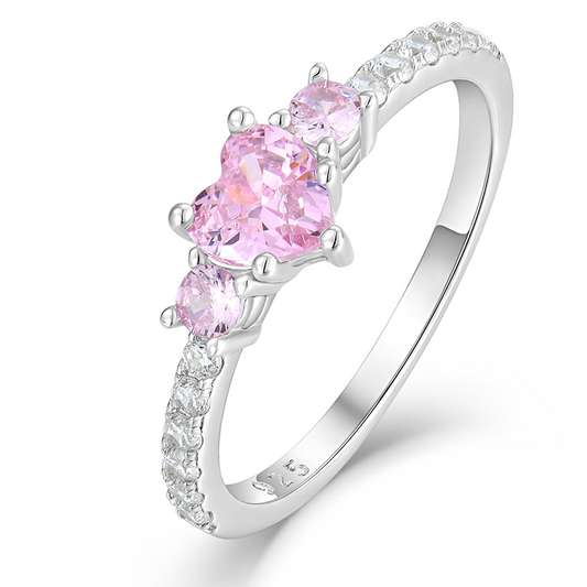 0.5CT Heart Ring-Birthstone Ring,3 Stones Ring,Christmas Gift