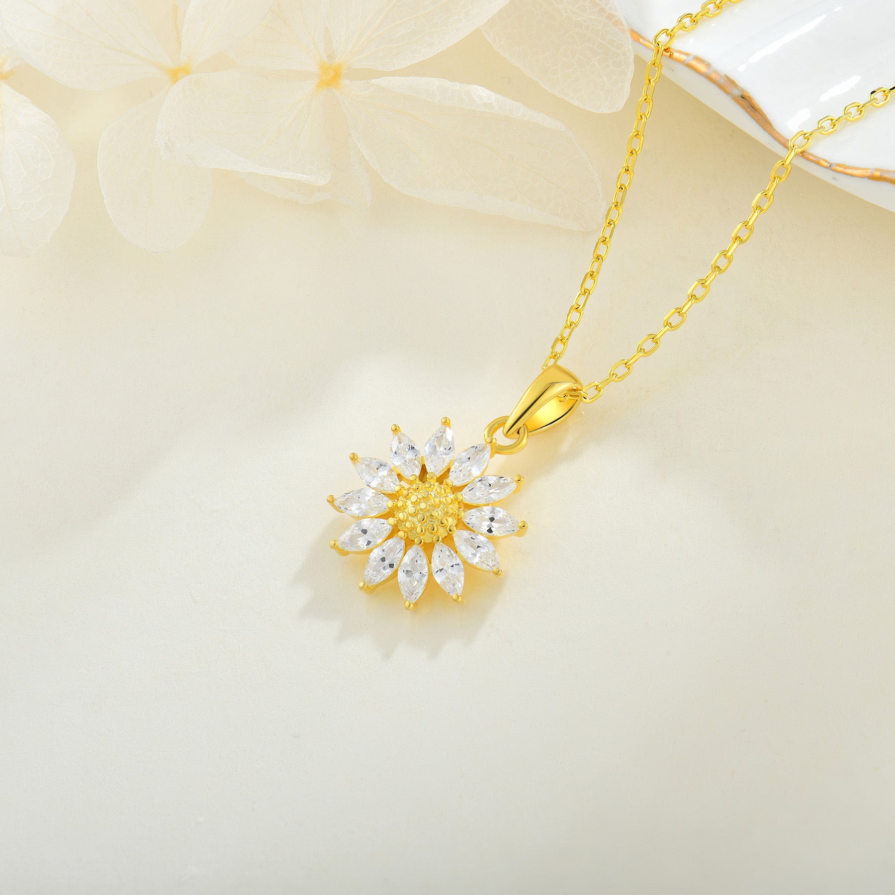 Sunflower Necklace Gold