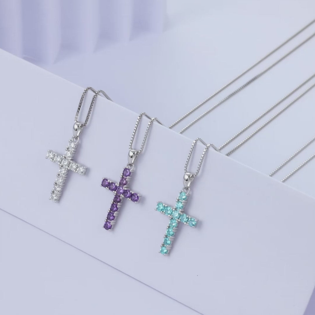 Birthstone Cross Necklace